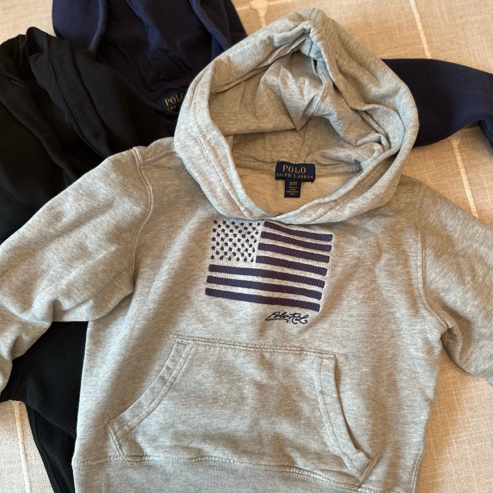 Polo by Ralph Lauren Kids Gray, Black and Navy Hoodie bundle 3T